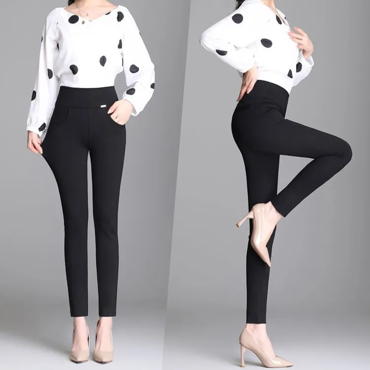 春季新款外穿打底裤女高腰弹力显瘦小脚裤百搭魔术小黑裤铅笔裤