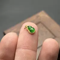 【送福珠宝】18K金镶嵌天然云端老坑冰种翡翠满绿小葫芦吊坠挂件