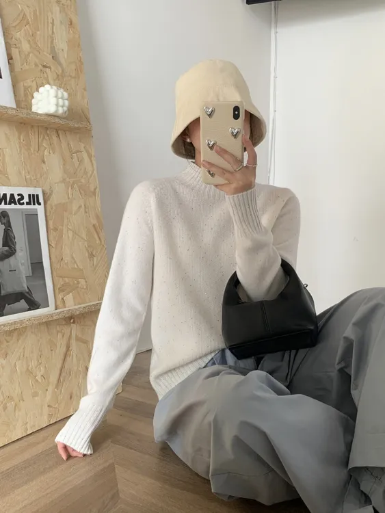 【升级加厚-穗穗平安】100%绵羊毛金银丝显瘦羊毛衫-C1226