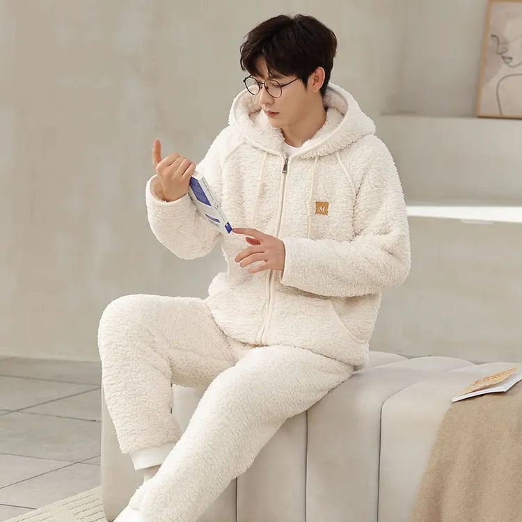 珊瑚绒睡衣男冬季加绒加厚保暖法兰绒冬天男士卡通大码家居服套装