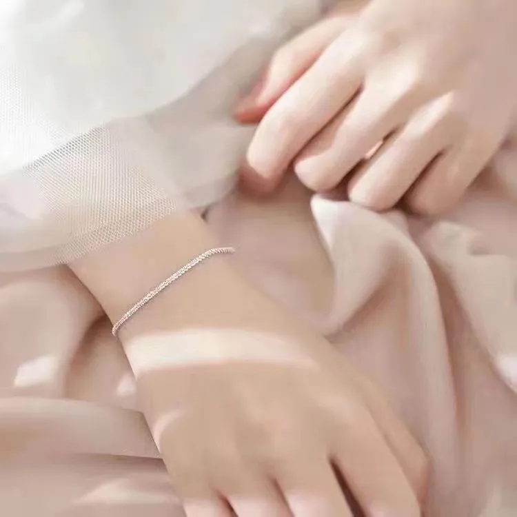 足银手链 999满天星纯银手链轻奢小众百搭银饰手链520时尚简约ins