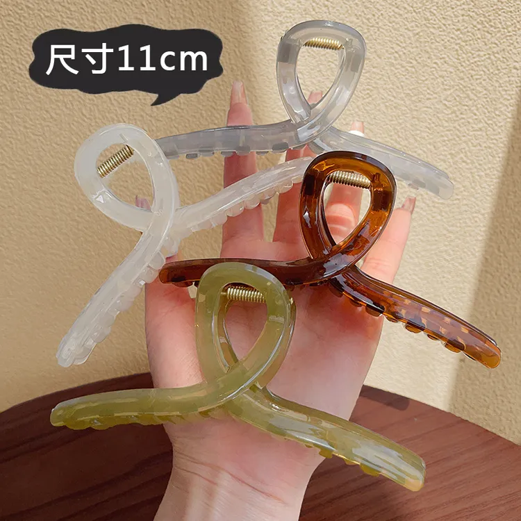 非金属亚克力发饰 11cm时尚抓夹鲨鱼夹后脑勺发夹子头饰盘发发卡