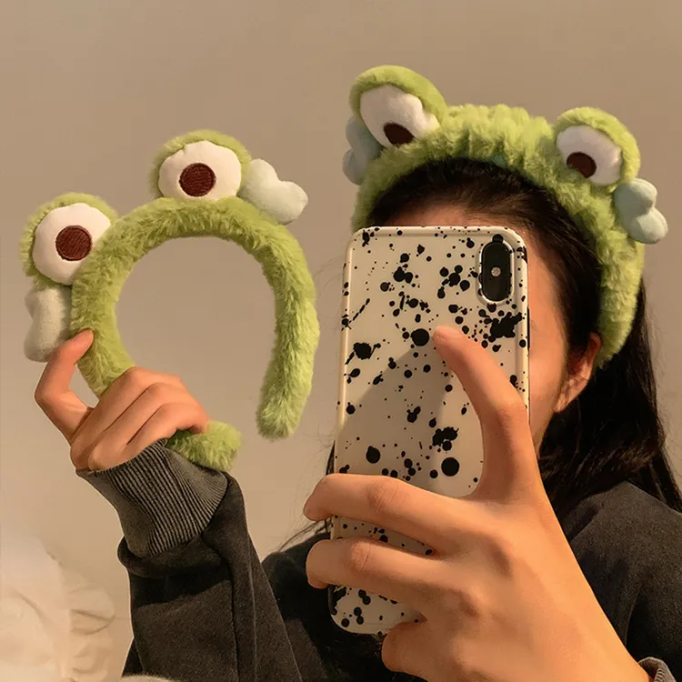 新款网红小青蛙秋冬束发带发箍女洗脸敷面膜专用毛绒百搭发卡发带