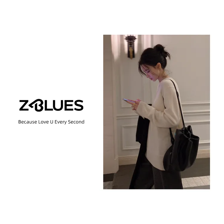 Z.blues【热爱秋冬的理由】秋冬慵懒风长袖纯羊绒针织衫YZALM2098