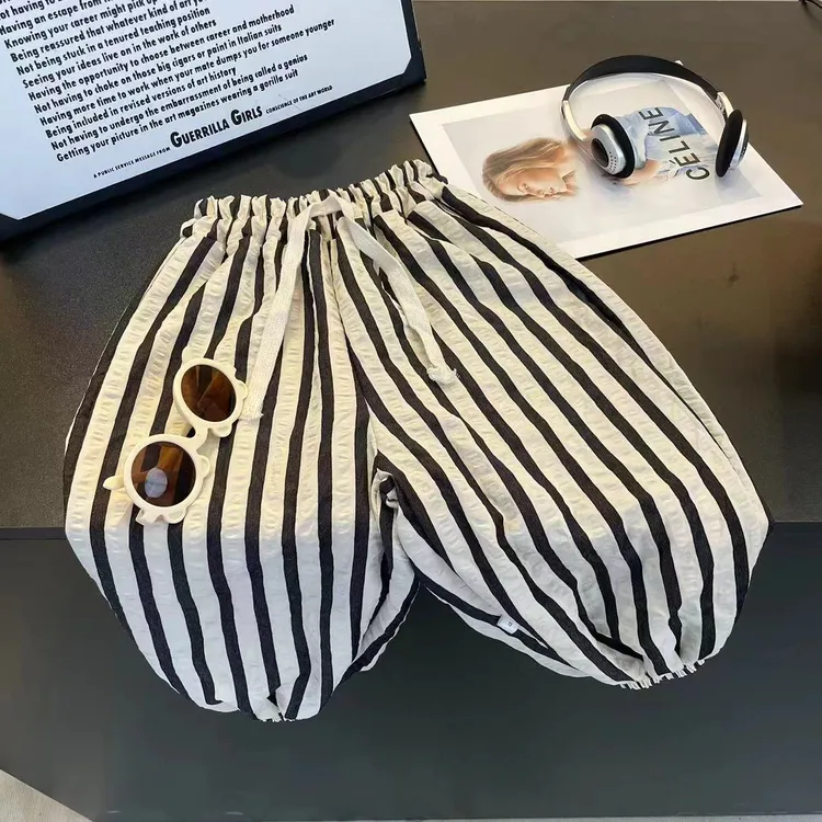 夏款儿童休闲防蚊裤男童女童夏季薄款百搭条纹空调裤