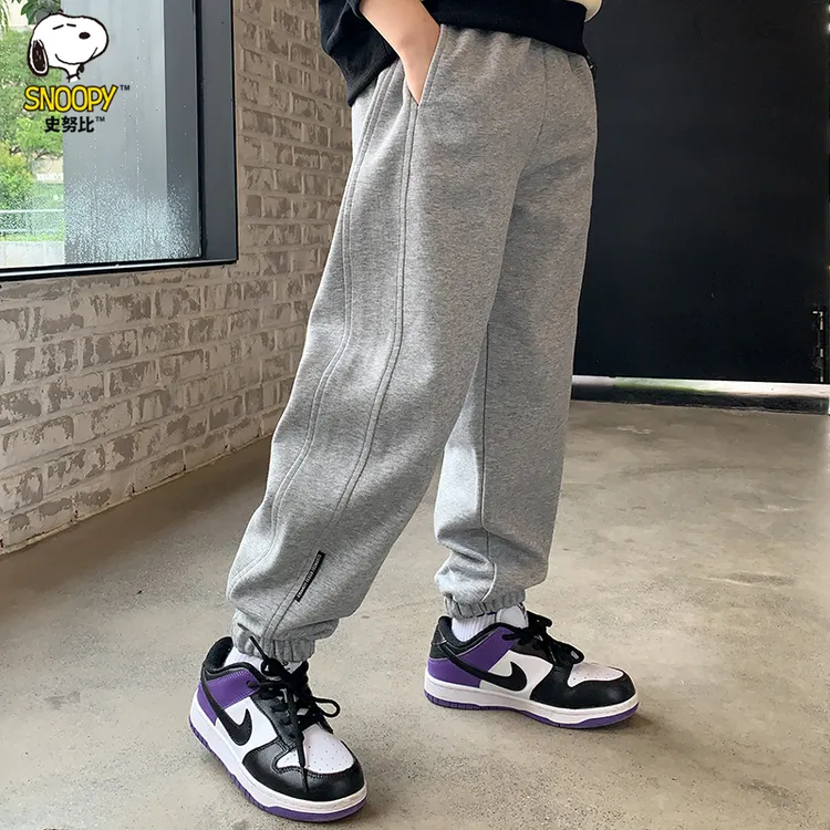 史努比男童休闲裤秋冬装2025新款中大童运动宽松长裤男孩加绒卫裤
