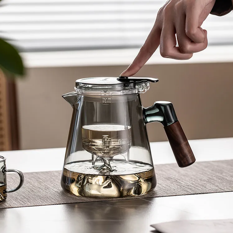 飘逸杯胡桃木把泡茶壶茶水分离玻璃耐热过滤冲茶神器功夫茶具茶杯