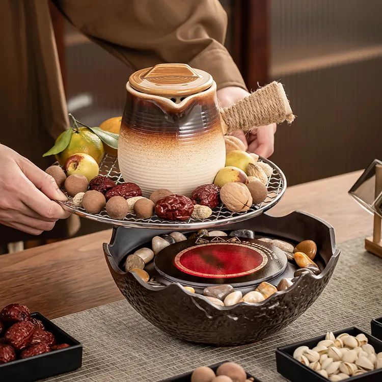 围炉煮茶电炉室内家用电陶炉煮茶器罐罐烤奶罐玻璃煮茶壶全套器具