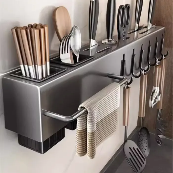 多功能厨房刀筷架壁挂式刀具置物架免打孔筷子筒收纳可拆卸家用