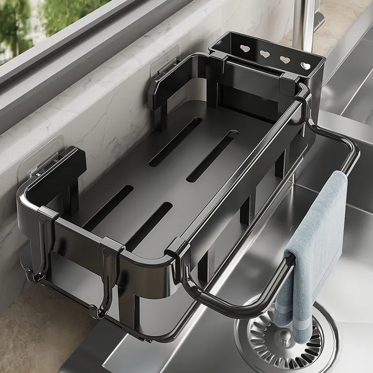 新款厨房置物架水龙头沥水架洗碗池收纳多功能家用免打孔壁挂式