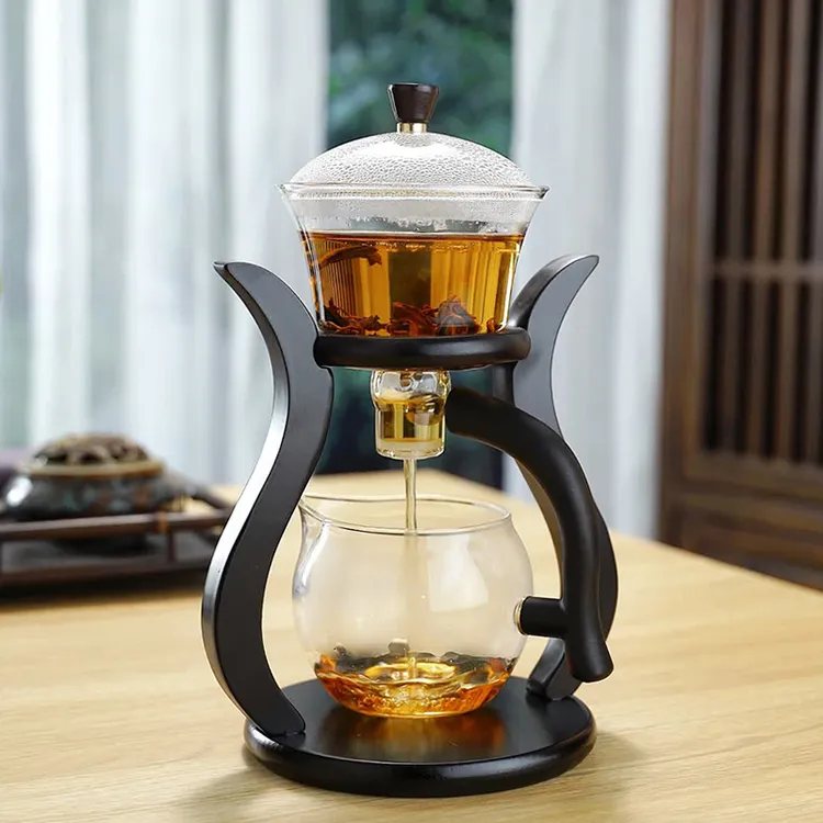 轻奢耐热高硼硅玻璃茶具套装高端全套懒人半自动磁吸功夫泡茶器具