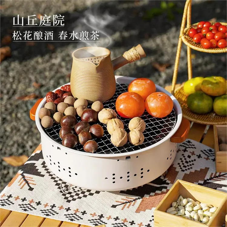 围炉煮茶的炉子户外露营防风木炭烧烤炉便携室内小型取暖炉烧烤架