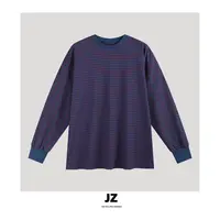 金子/JZ SO MUCH【Big条纹】极简针织撞色圆领条纹长袖上衣 