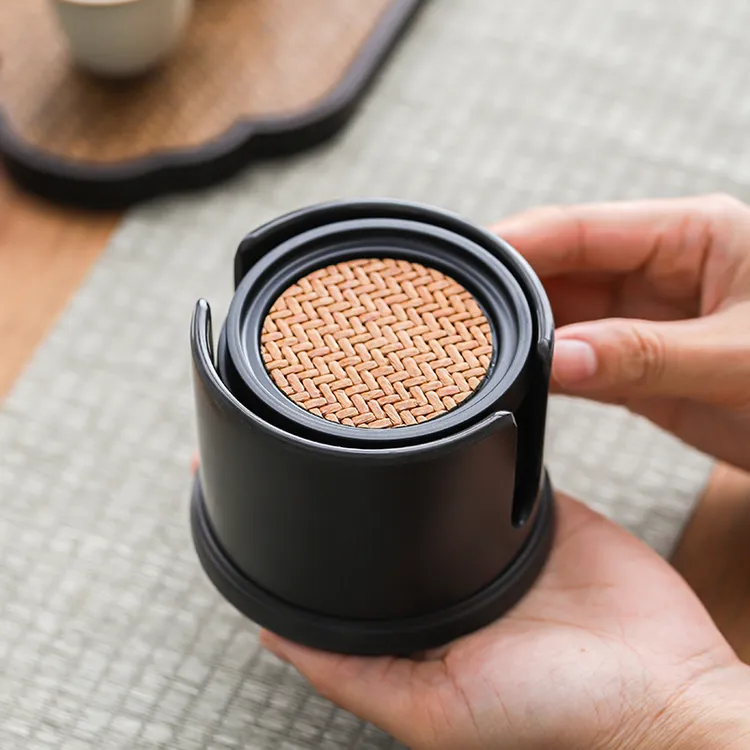 圆形中式轻奢竹编隔热杯垫创意垫子茶杯茶垫功夫茶具茶道配件