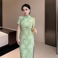 《清仓不退换》自在小个子民国风显瘦斜襟盘扣提花素雅改良旗袍