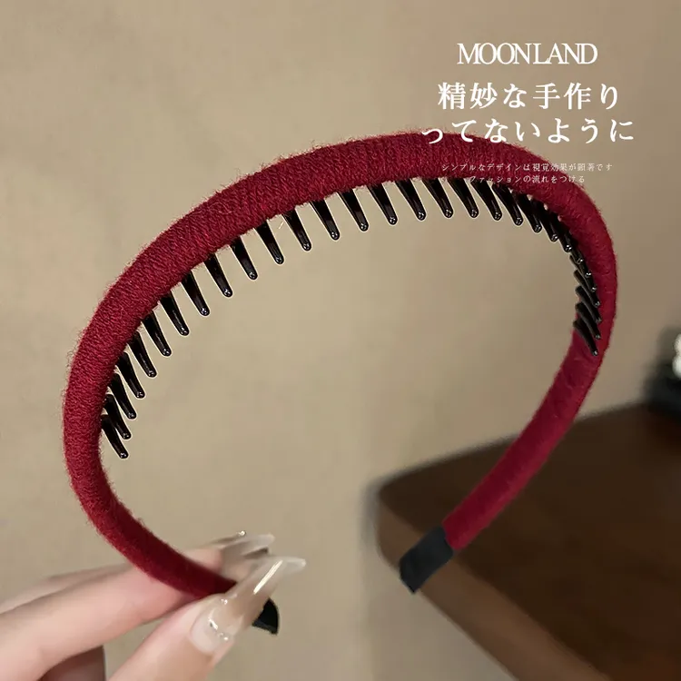 复古简约纯色针织长齿发箍高级感蓬松高颅顶洗脸头箍发卡发捆头饰