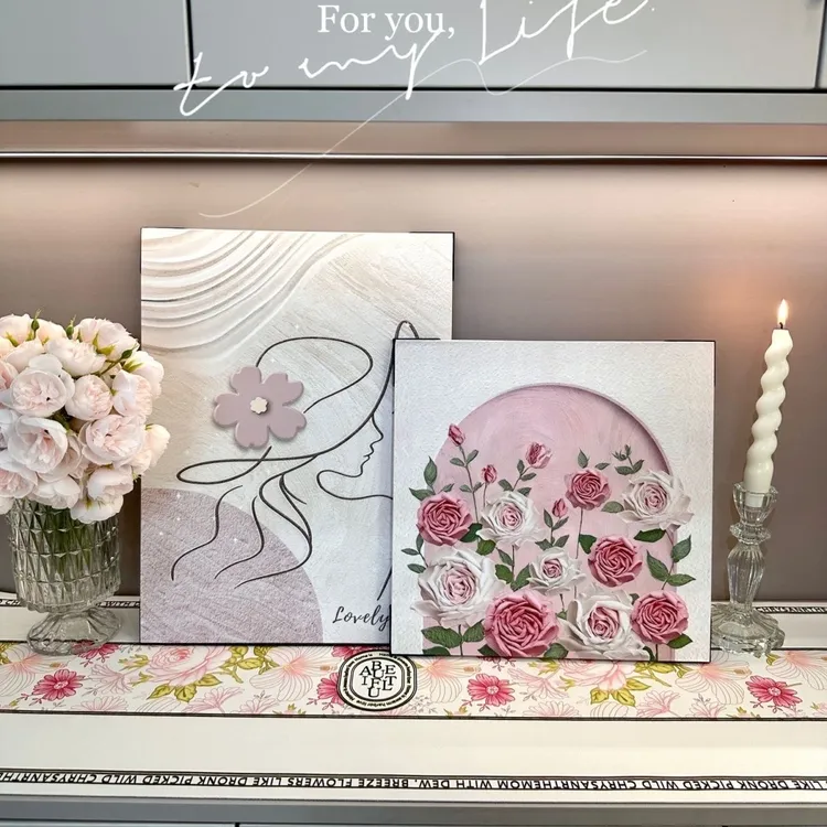 柚舍的画 【带支架】奶油风ins风装饰摆画床头柜装饰画装饰艺术风格