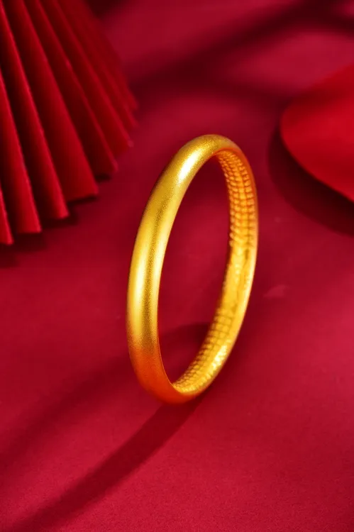 足银手镯 古法素圈内壁般若波罗心经女款经典传承【包金工艺】