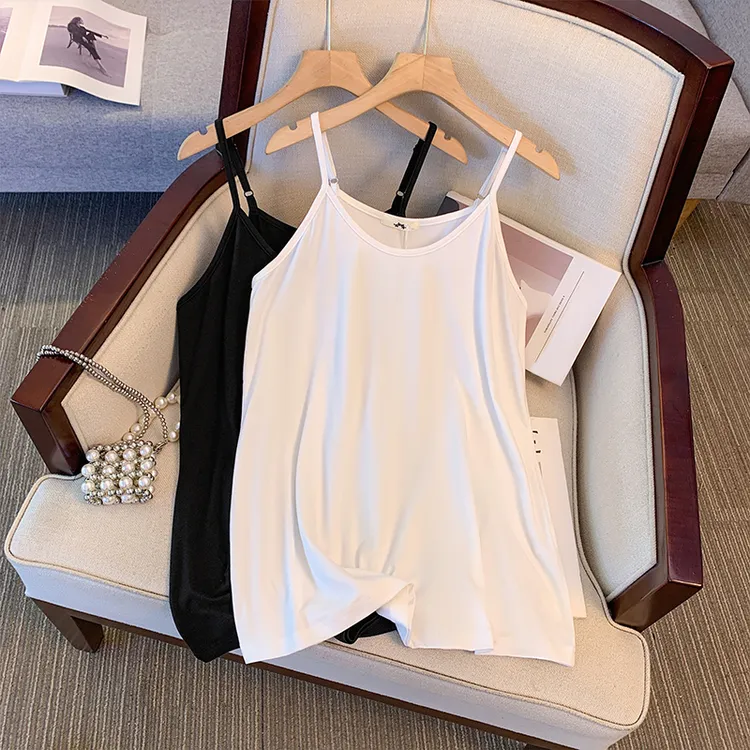 【岩心】大码女装300斤胖MM夏宽松显瘦百搭打底纯色吊带背心66117