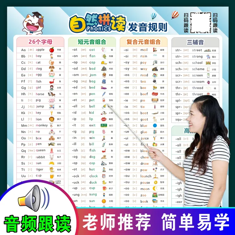 自然拼读英语记单词拼读法背单词神器小学国际音标有声伴读早教