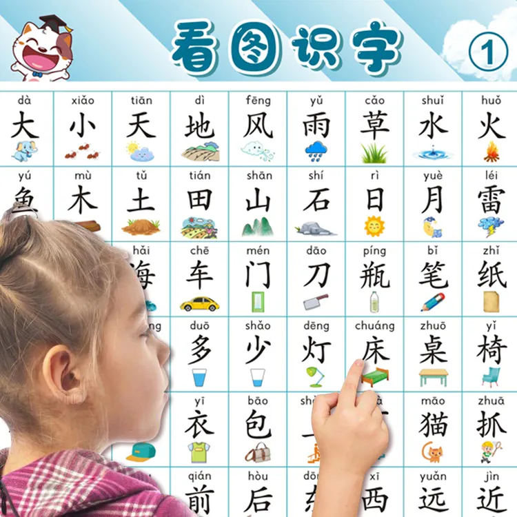 幼小衔接看图识字挂图儿童宝宝认字墙贴幼儿园大班汉字表学习神器