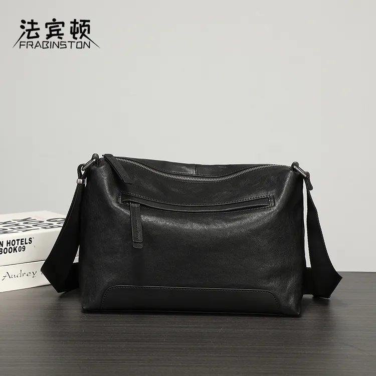 法宾顿真皮单肩包时尚斜挎包潮流休闲包商务男士包简约百搭通勤包