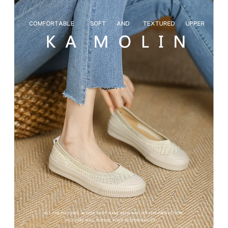 日系王妃鞋女2025新款百搭飞织软底一脚蹬渔夫鞋镂空透气浅口单鞋