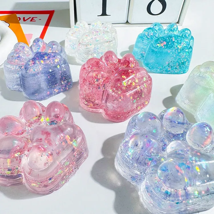 解压透明猫爪捏捏乐蜡慢回弹烂泥感女生减压玩具猫爪神器夏日带娃