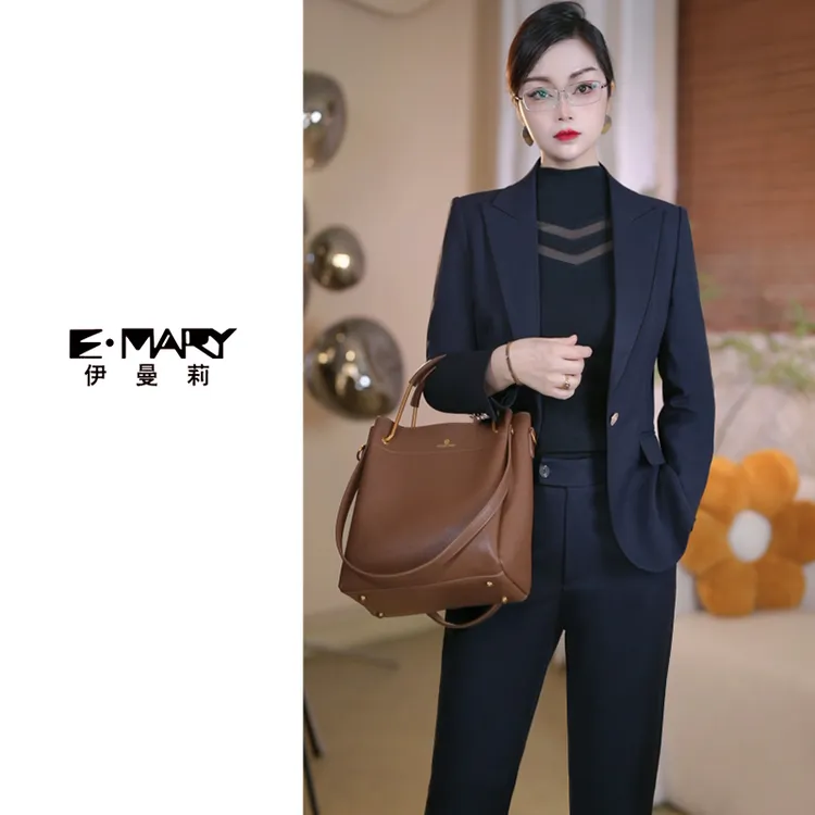 秋冬一粒扣气质女总裁时尚修身西服套装韩版长袖羊毛职业显瘦套装