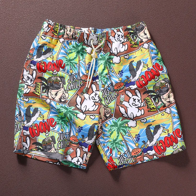 潮牌泳裤男夏季轻薄速干五分裤青年外穿时尚性印花百搭男士休闲裤