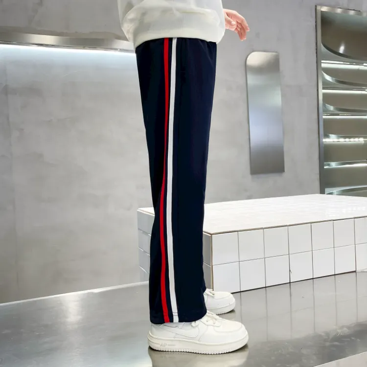 校服裤藏青色春秋冬季中小学高中生宽松运动藏蓝色深蓝双杠直筒裤