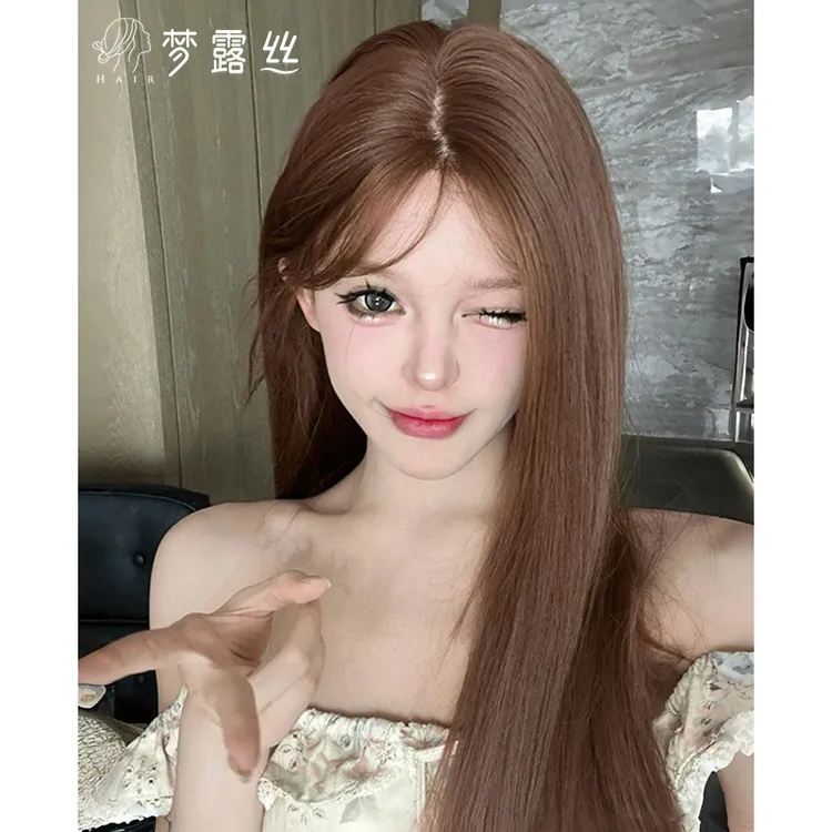 梦露丝【戴文青木】假发女小额蕾丝全头套网红自然蓬松气质减龄