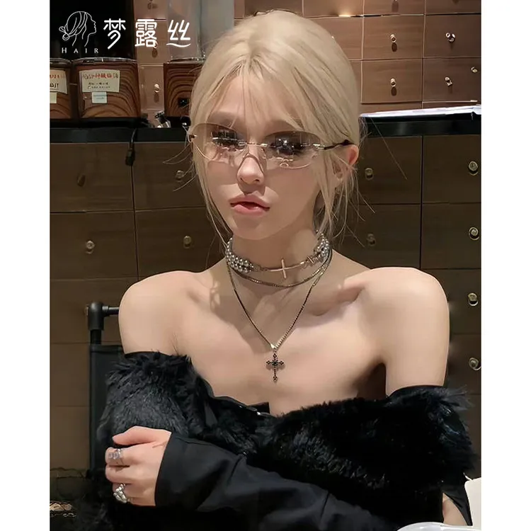 小圆-【奶茶米灰】假发女前额蕾丝灰金长直发轻薄透气仿真自然假发