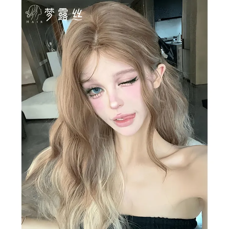 梦露丝【雨琦弟弟】假发女自然小额蕾丝气质渐变卷发女神仿真假发