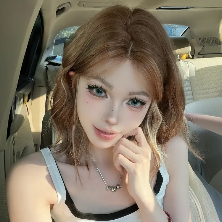 梦露丝假发渐变金女全头套自然透气蓬松减龄女短发卷发雨琦短短