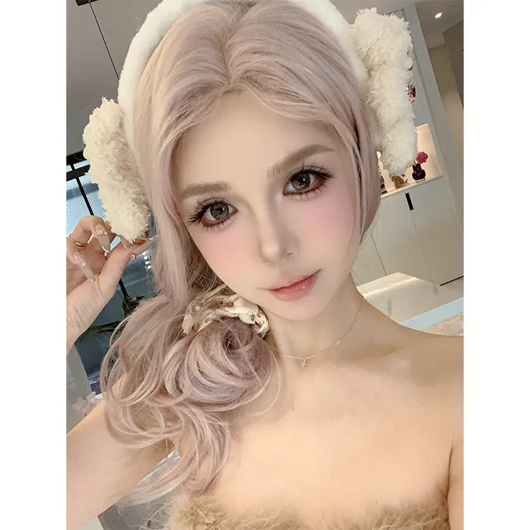【大金金专属】假发女小额蕾丝梦幻粉自然蓬松气质减龄假发