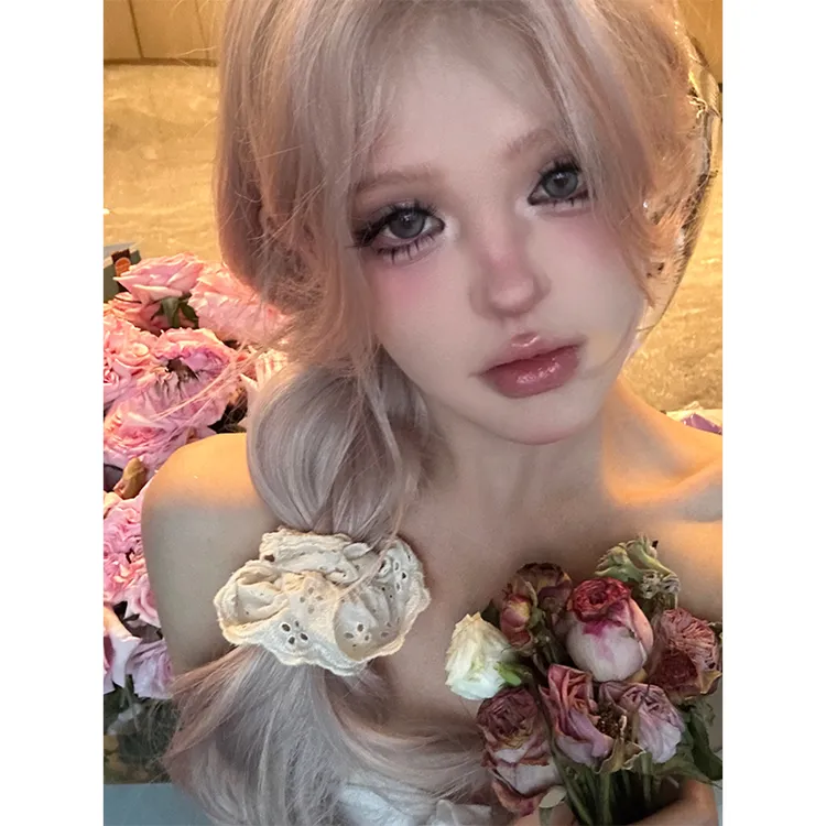 小圆-【迷失莫奈】假发女梦幻粉长卷发氛围感夏日显白发色整顶假发