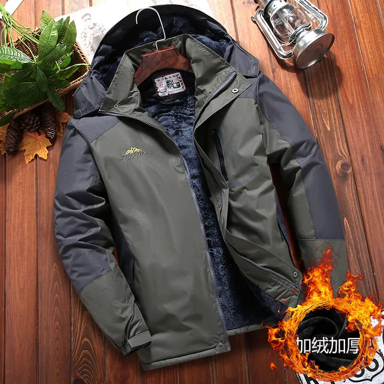 冬季男士棉衣加绒加厚棉袄工作服户外男装外套防风防水冲锋衣棉服