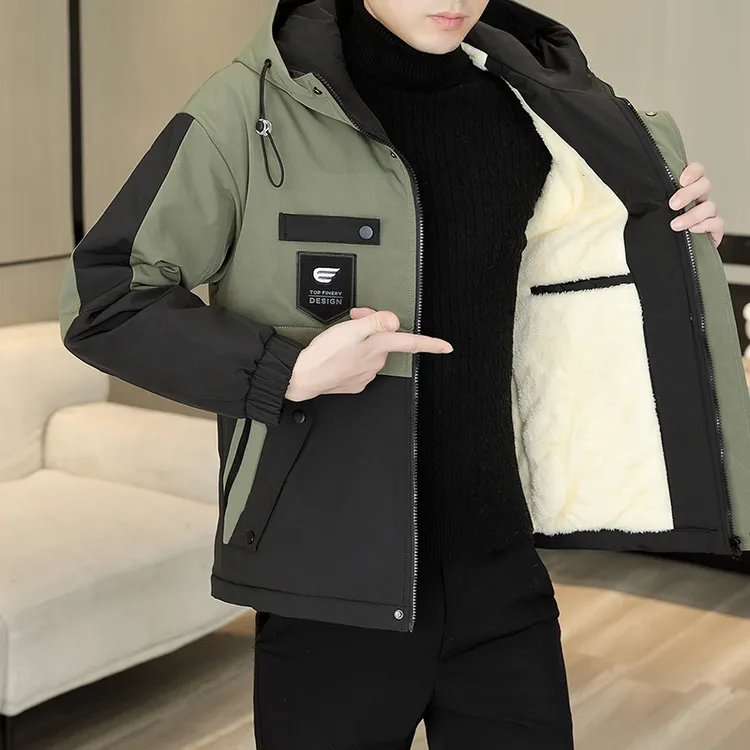 加绒加厚男士棉衣外套冬季潮流韩版连帽棉袄帅气百搭保暖男装棉服