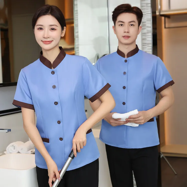 保洁工作服短袖女夏季酒店服务员客房物业卫生清洁阿姨套装男制服