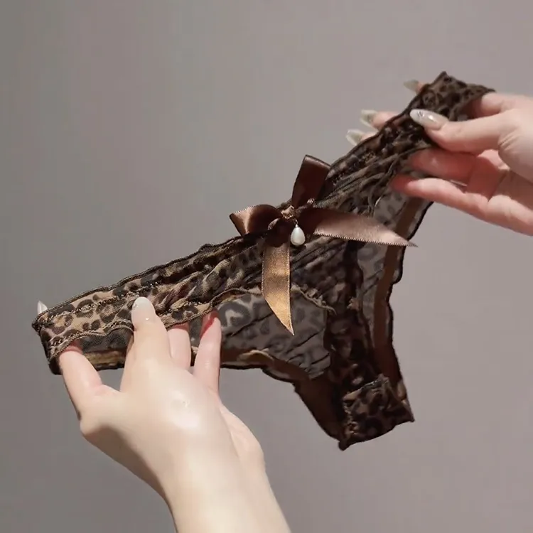 【禁欲豹纹】法式氛围感蕾丝珍珠纯欲内裤女