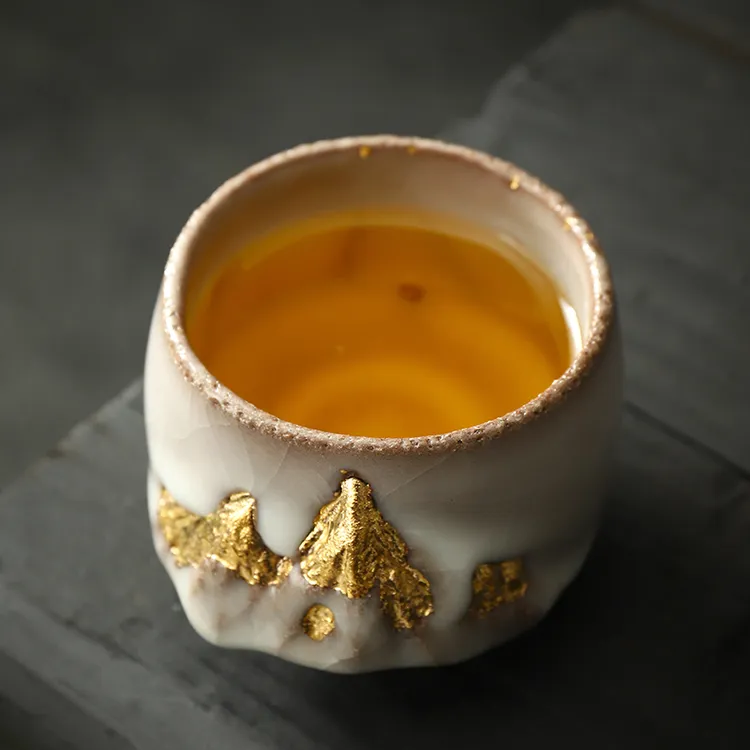 KANGLEPIN/康乐品日照金山主人杯志野柴烧茶杯陶瓷鎏金单杯茶盏