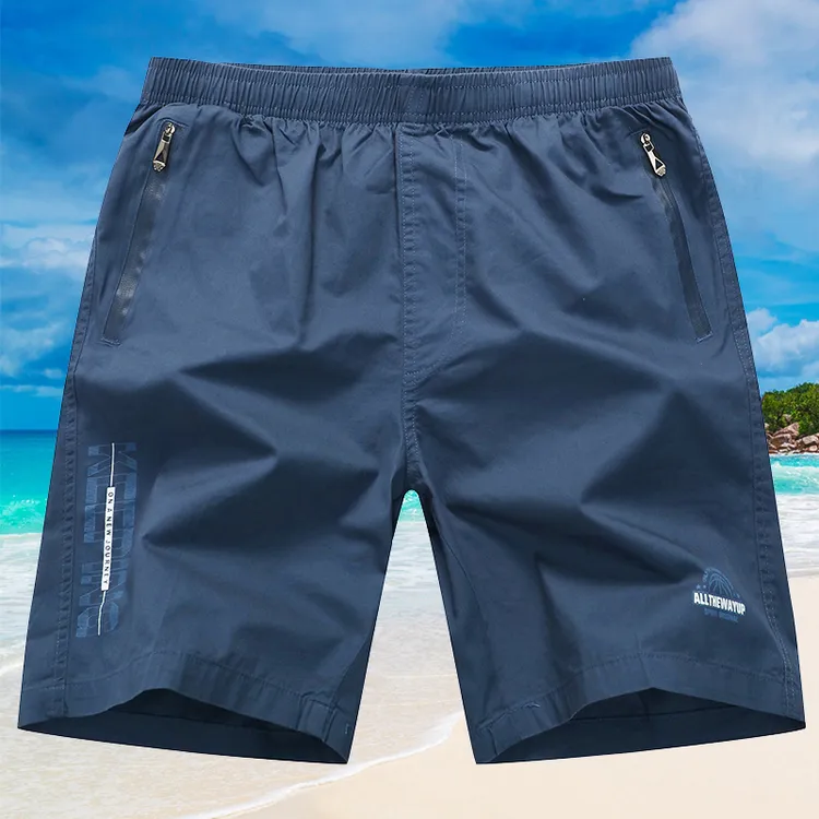 男士薄款运动裤夏季宽松5分中裤外穿跑步拉链口袋大裤衩子五分裤