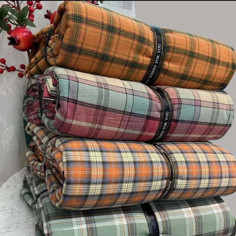 【直播样品四件套秒】全棉色织水洗棉四件套民宿纯棉格子床上用品