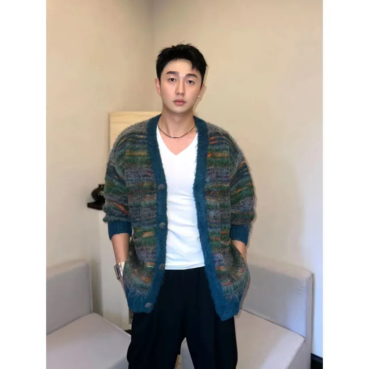 CHANGE&INSECT 100/百变虫情侣款秋冬复古花纱宽松毛衣开衫