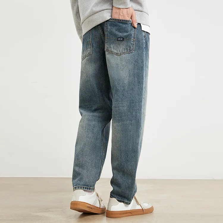 男装洗水牛仔裤男潮牌2024秋季新款百搭直筒宽松休闲加绒男士长裤