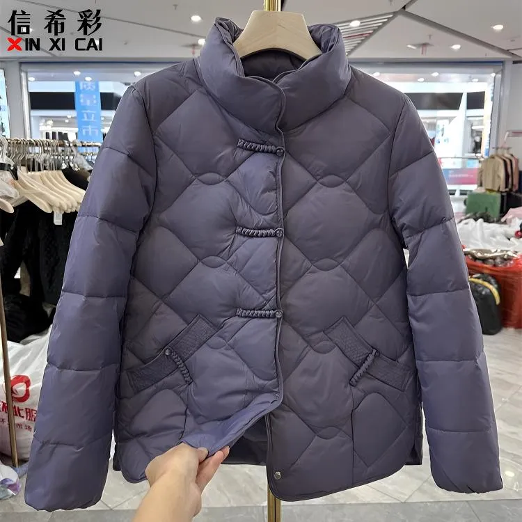 妈妈保暖羽绒服冬装白鸭绒外套洋气小个子中老年人女装棉服棉袄