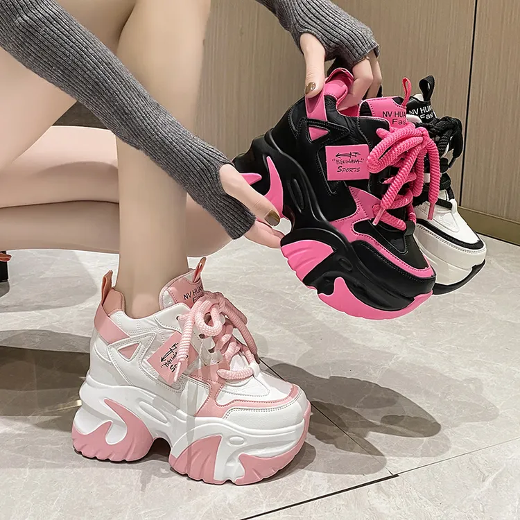 小个子10cm内增高老爹鞋女春季新款ins潮拼色厚底松糕休闲运动鞋