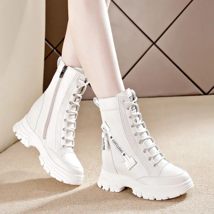 女中腰马丁靴2025新款春秋单靴百搭厚底内增高英伦风瘦瘦短靴爆款