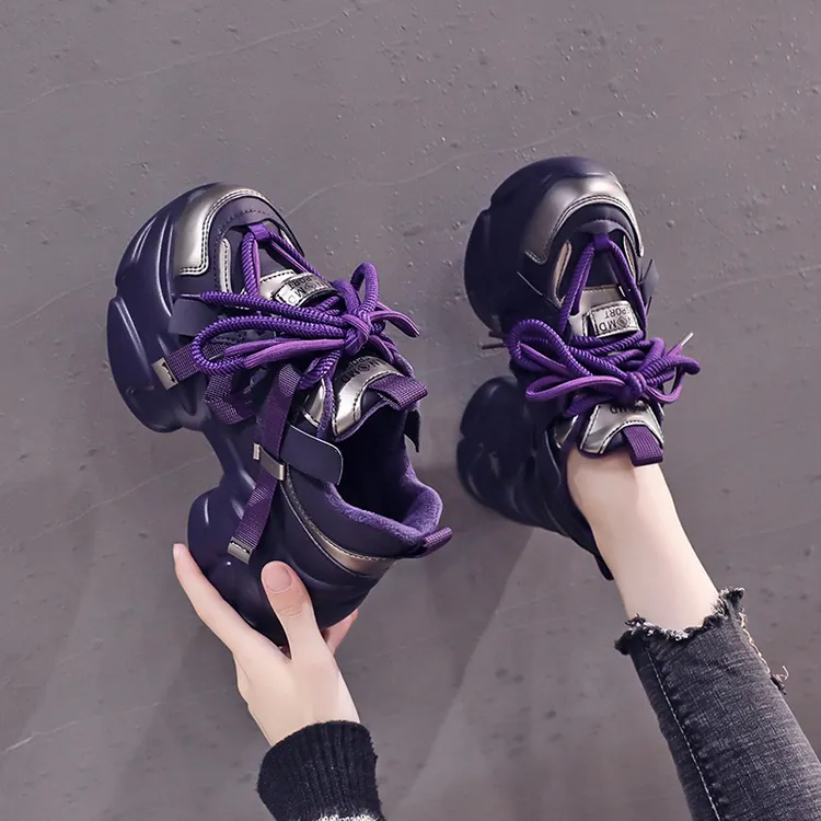 欧洲站老爹鞋女2025新款春秋季增高女鞋子百搭厚底加绒休闲运动鞋